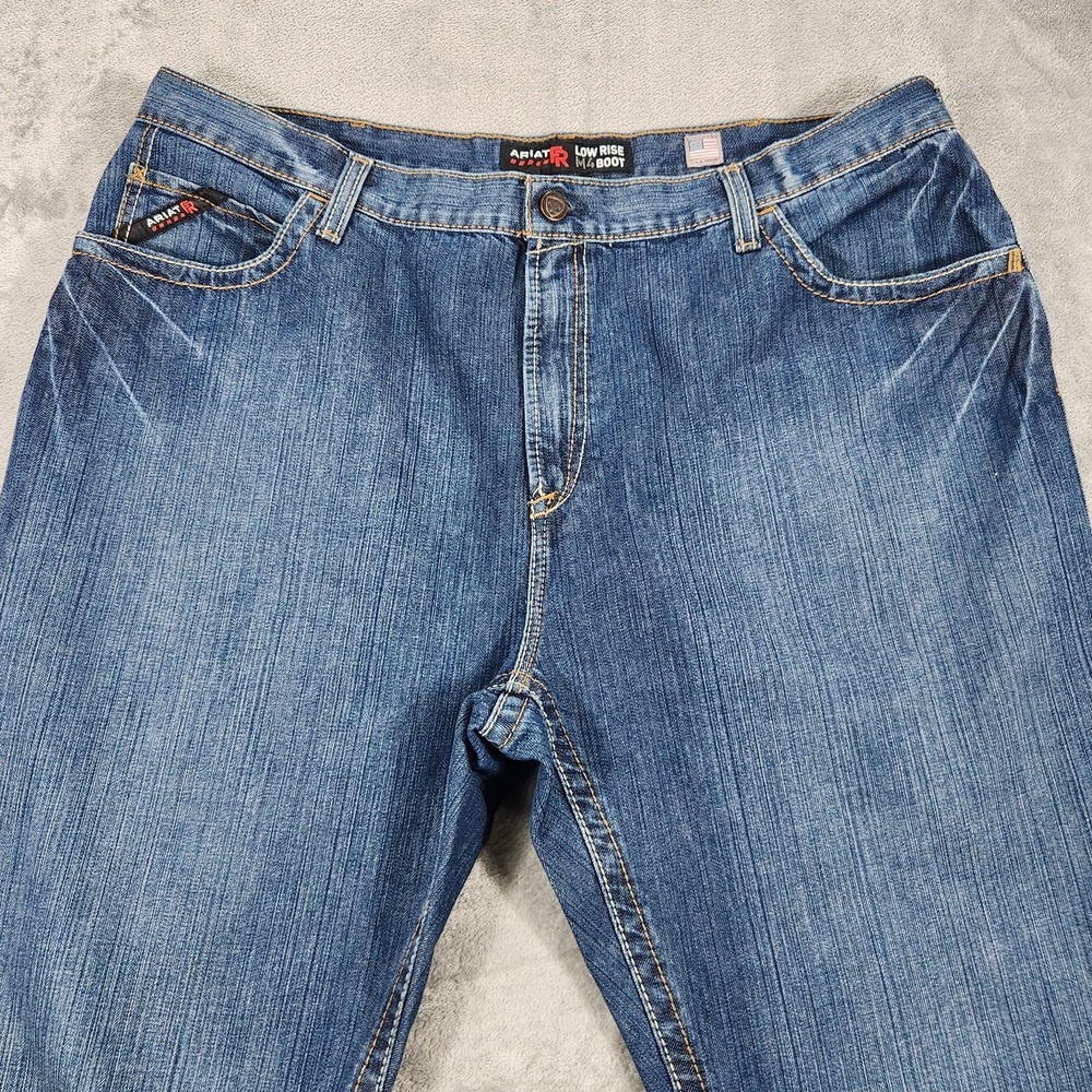 Ariat FR M4 Boot Jeans Mens 44x32 Blue Low Rise Work Flame Resistant Denim - Picture 3 of 16